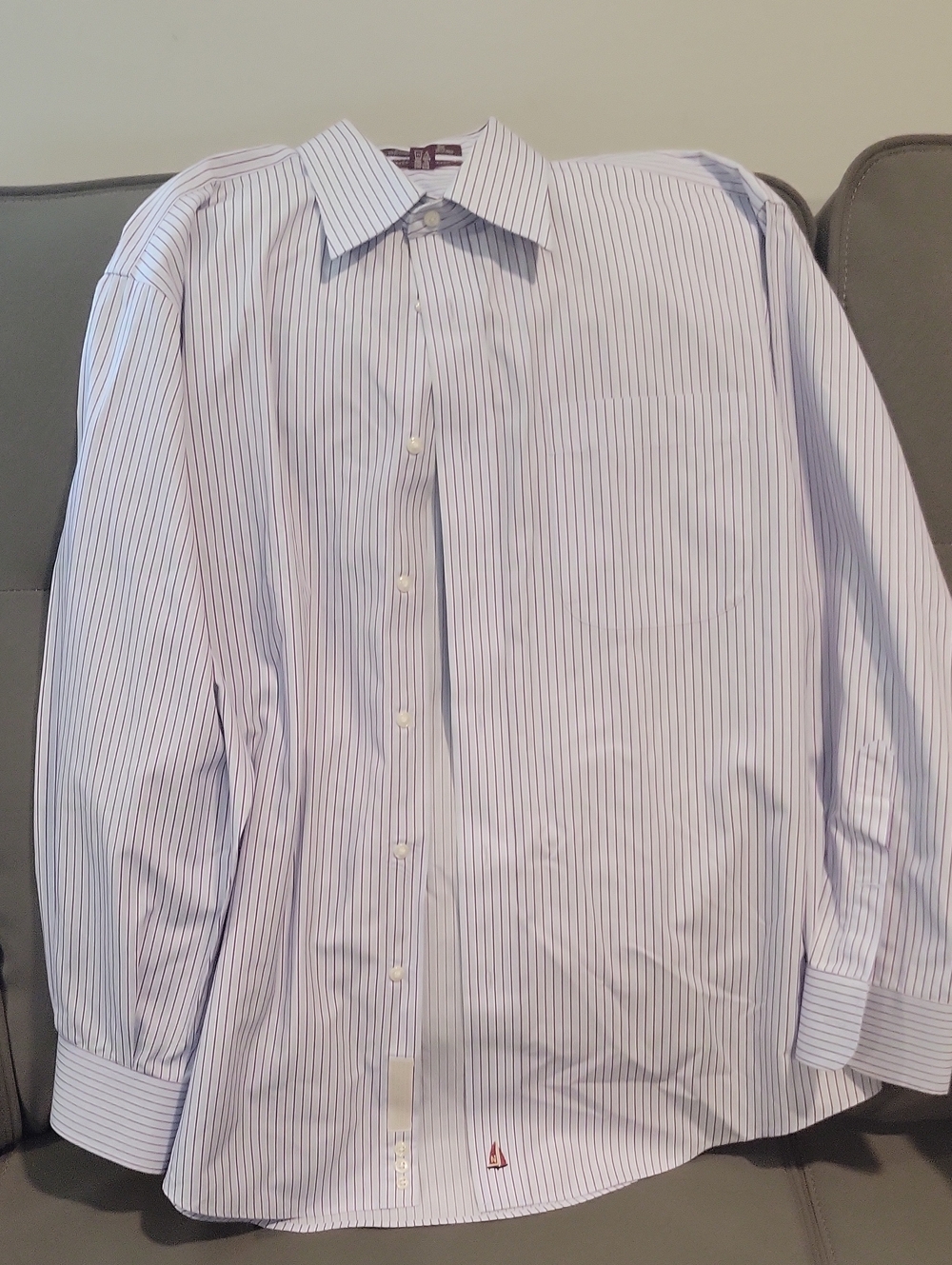 Nordstrom Men's White Dress Shirt with Light Blue Pinstripes